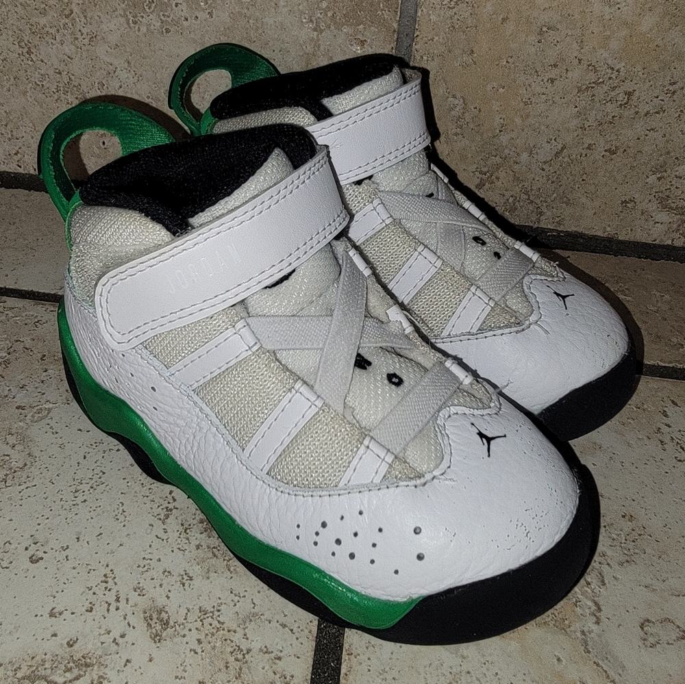 Jordan 6 Rings "White/Lucky Green/Black" Toddler Boys' Shoe